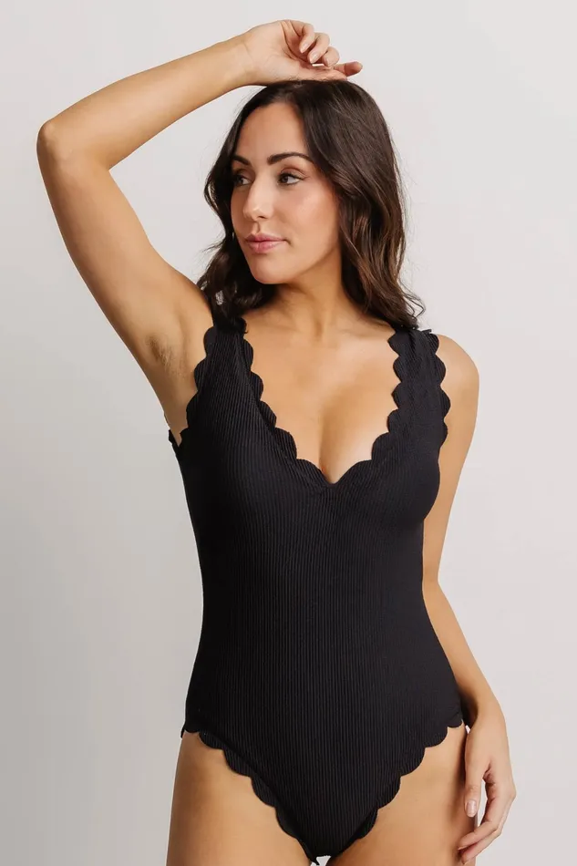 Roatn Scalloped One Piece Black Women Baltic Born One Piece Roatn Scalloped One Piece Black Women Baltic Born One Piece