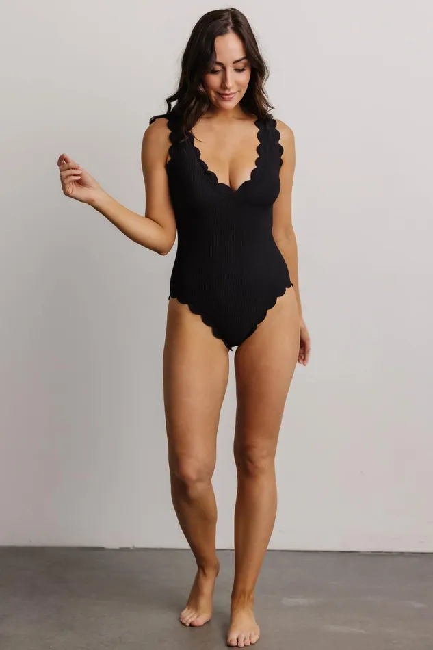 Roatn Scalloped One Piece Black Women Baltic Born One Piece Roatn Scalloped One Piece Black Women Baltic Born One Piece