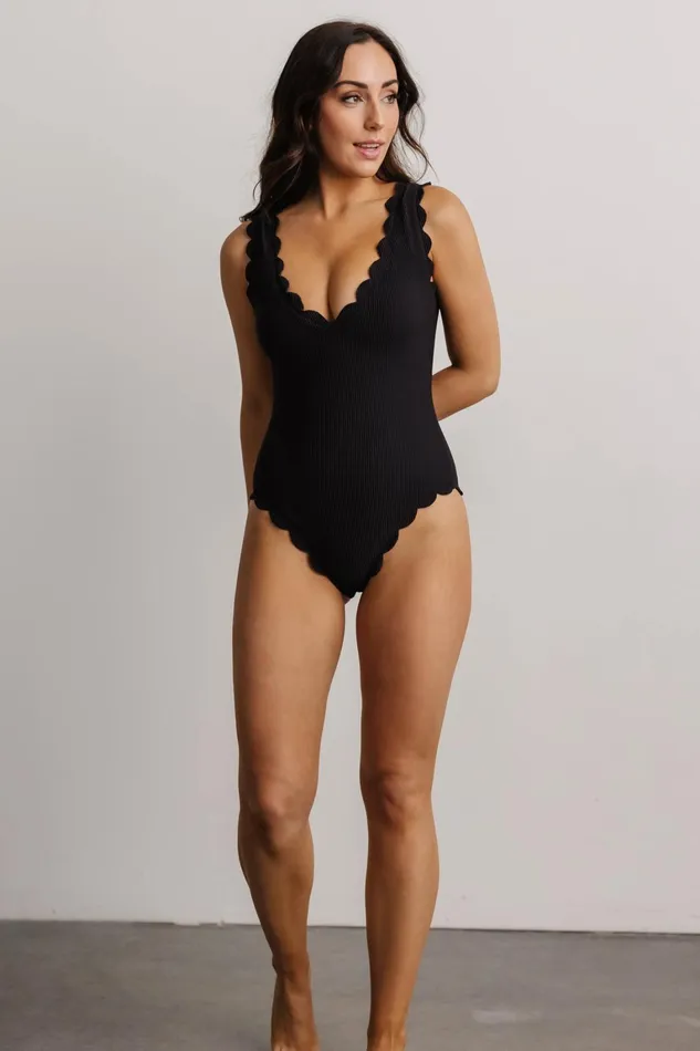Roatn Scalloped One Piece Black Women Baltic Born One Piece Roatn Scalloped One Piece Black Women Baltic Born One Piece