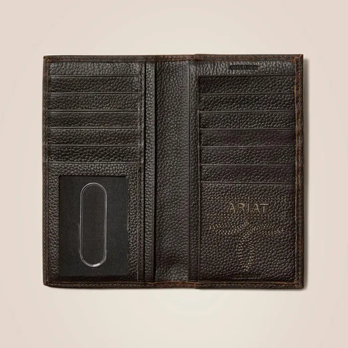 Rodeo Wallet Stacked Logo Brown Rowdy Men Ariat Bags and Wallets