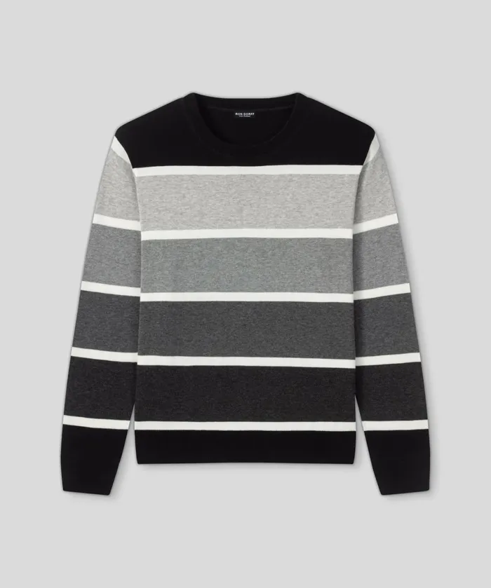 Ron Dorff Cotton Panelled Sweater Black Men Cashmere and Knitwear Tops