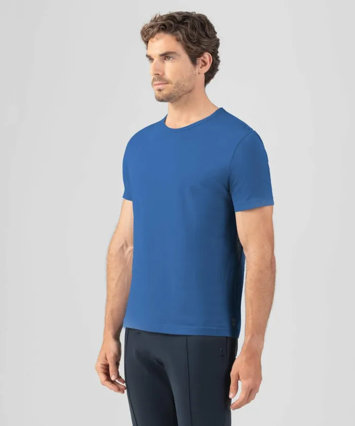 Ron Dorff Crew Neck TShirt Eyelet Edition Fjord Blue Men TShirts