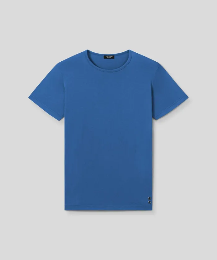 Ron Dorff Crew Neck TShirt Eyelet Edition Fjord Blue Men TShirts