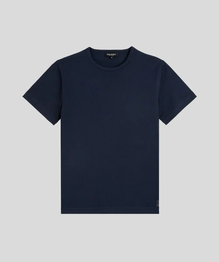 Ron Dorff Crew Neck TShirt Eyelet Edition Navy Men TShirts