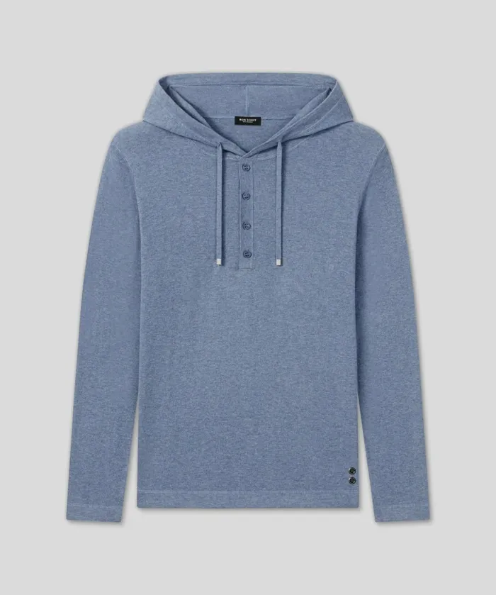 Ron Dorff Light CottonSilk Hoodie Sweater Glacial Blue Men Cashmere and Knitwear Tops