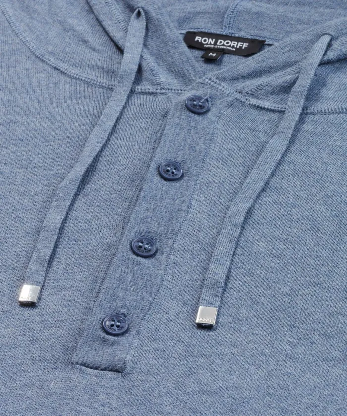 Ron Dorff Light CottonSilk Hoodie Sweater Glacial Blue Men Cashmere and Knitwear Tops
