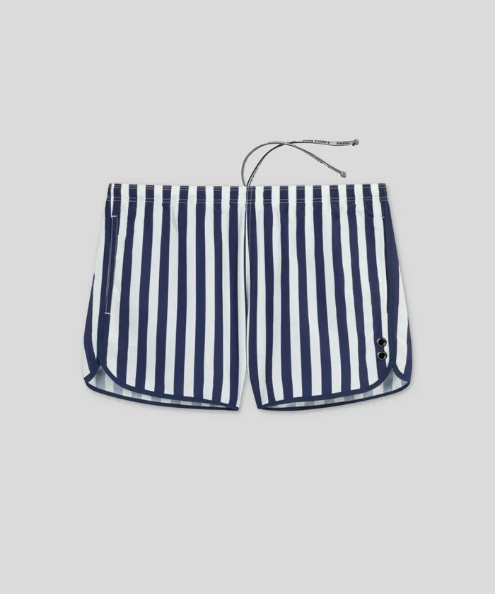 Ron Dorff Marathon Swim Shorts Vertical Stripes NavyWhite Men Swim Shorts