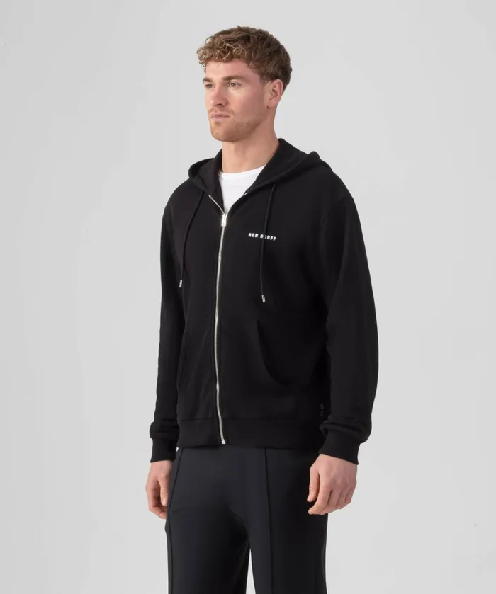 Ron Dorff Organic Cotton Zipped Relaxed Fit Hoodie Black Men Sweatshirts