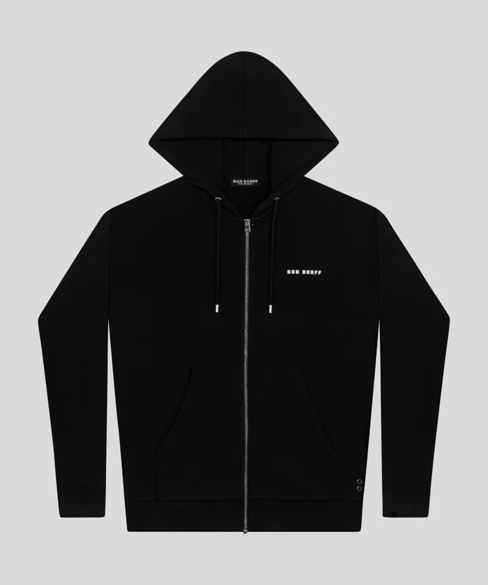Ron Dorff Organic Cotton Zipped Relaxed Fit Hoodie Black Men Sweatshirts