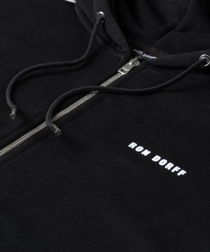 Ron Dorff Organic Cotton Zipped Relaxed Fit Hoodie Black Men Sweatshirts