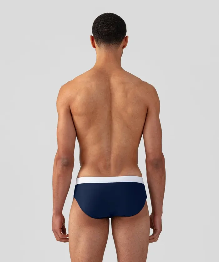 Ron Dorff RD Swim Briefs W White Waistband Navy Men Swim Briefs