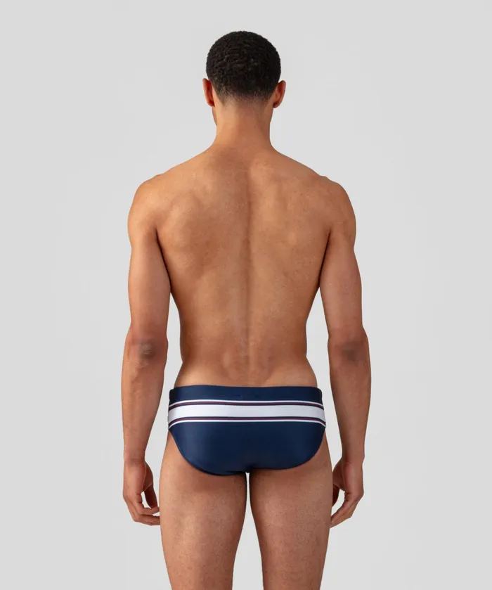 Ron Dorff Swim Briefs Horizontal W Stripes Navy Men Swim Briefs