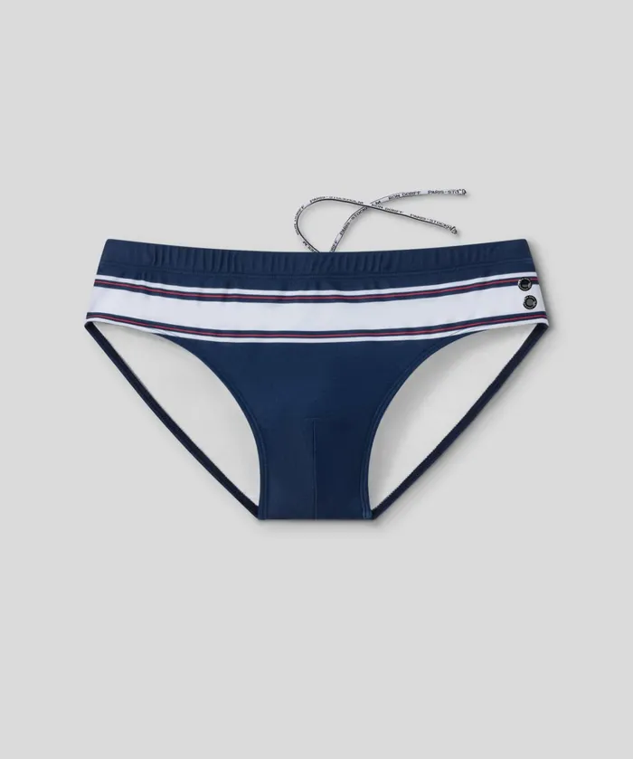Ron Dorff Swim Briefs Horizontal W Stripes Navy Men Swim Briefs
