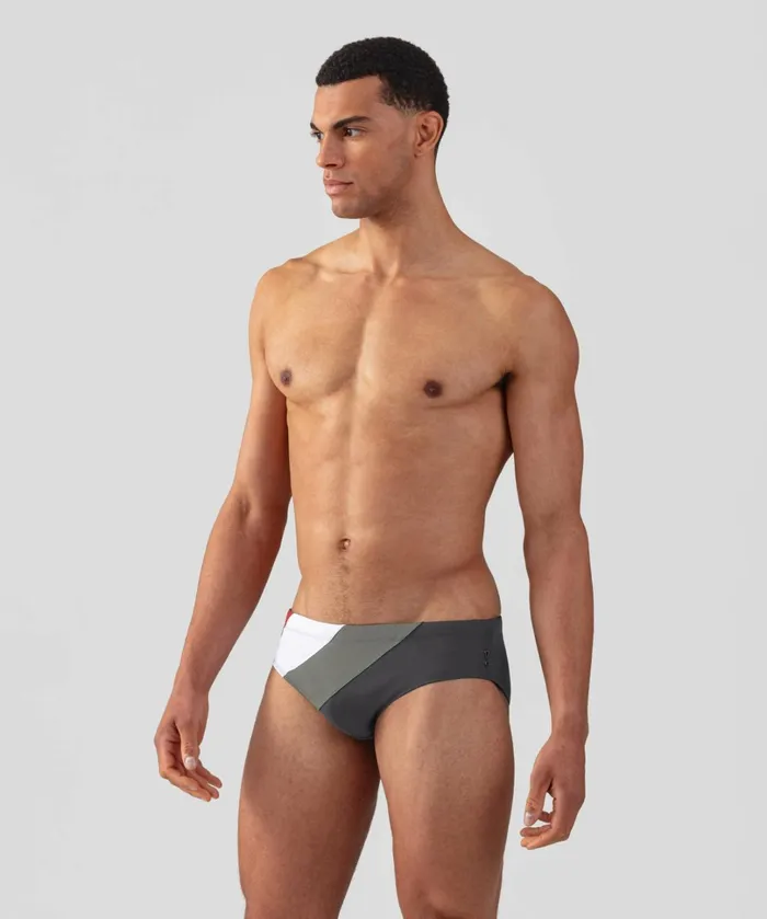 Ron Dorff Swim Briefs Panelled Lava Grey Men Swim Briefs