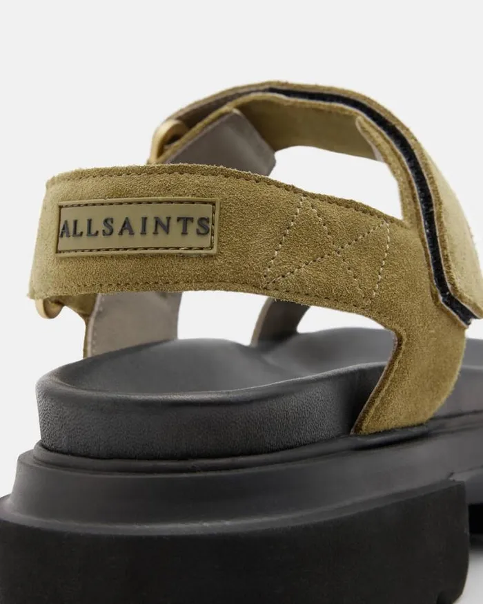 Rory Chunky Suede Velcro Sandals Khaki Green Women AllSaints Swimwear and Beachwear Rory Chunky Suede Velcro Sandals Khaki Green Women AllSaints Swimwear and Beachwear