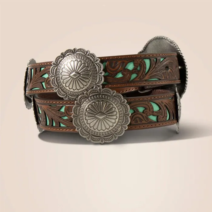 Round Concho Filigree Belt Turquoise Women Ariat Belts Round Concho Filigree Belt Turquoise Women Ariat Belts