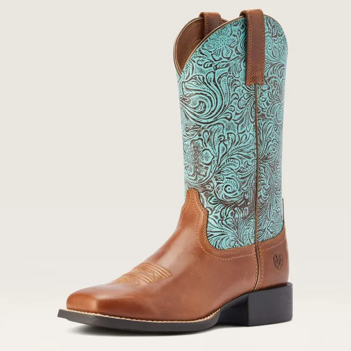 Round Up Wide Square Toe Western Boot Beduino Brown Women Ariat Western Boots