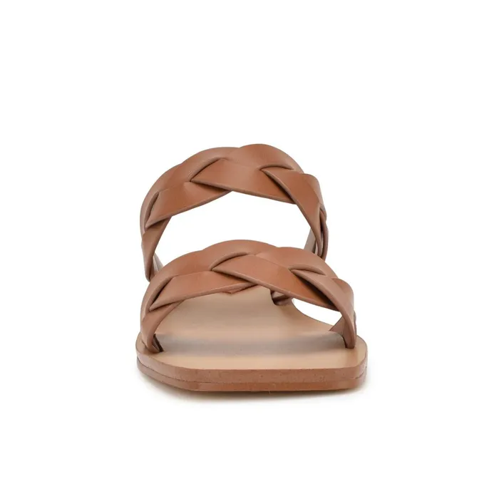 Royal Flat Slide Sandals Dark Natural Woven Women Nine West Low Heel Royal Flat Slide Sandals Dark Natural Woven Women Nine West Low Heel