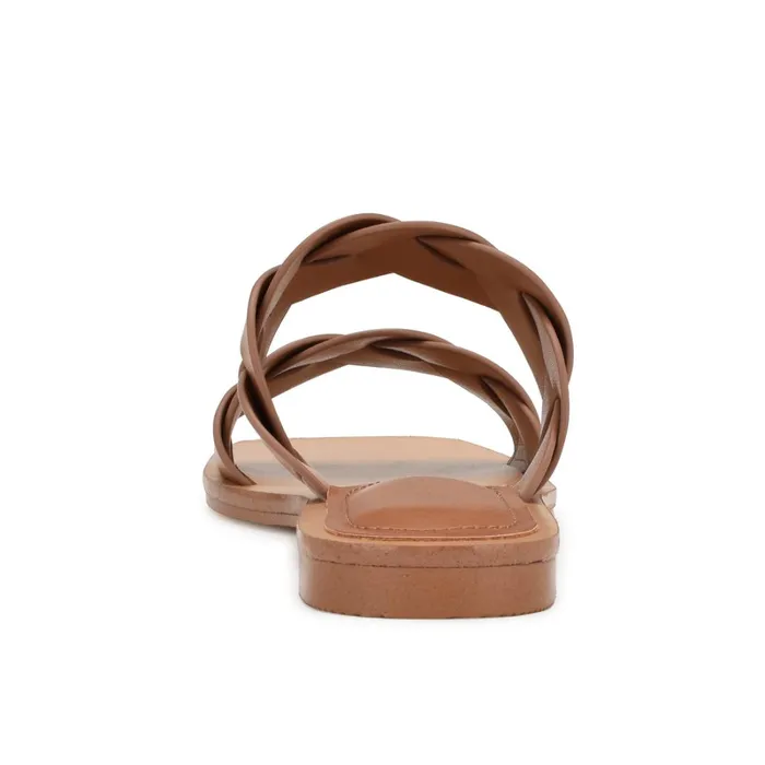 Royal Flat Slide Sandals Dark Natural Woven Women Nine West Low Heel Royal Flat Slide Sandals Dark Natural Woven Women Nine West Low Heel