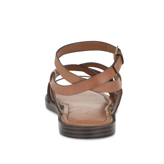 Rulen Flat Strappy Sandals Brown Women Nine West Flats