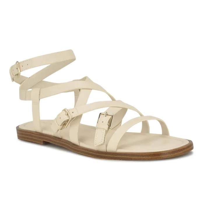 Rulen Flat Strappy Sandals Chic Cream Women Nine West Casual Rulen Flat Strappy Sandals Chic Cream Women Nine West Casual