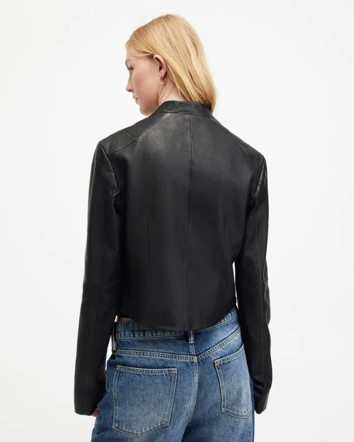 Sadler Slim Fit Leather Jacket Black Women AllSaints Leather Jackets