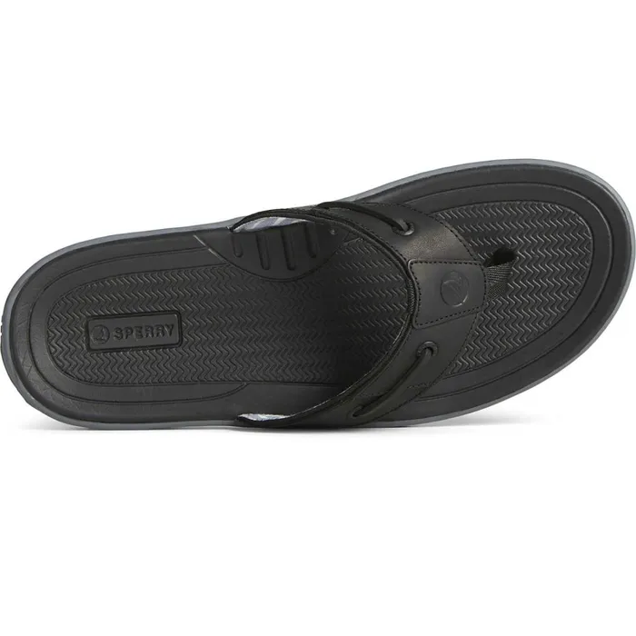 Sandals Men Sperry Baitfish Leather Flip Flop Black Sandals Men Sperry Baitfish Leather Flip Flop Black