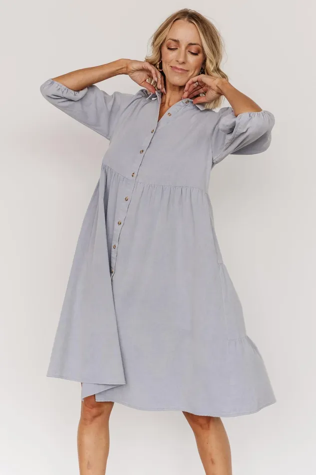 Sari Babydoll Dress Light Denim Women Baltic Born Short Dresses