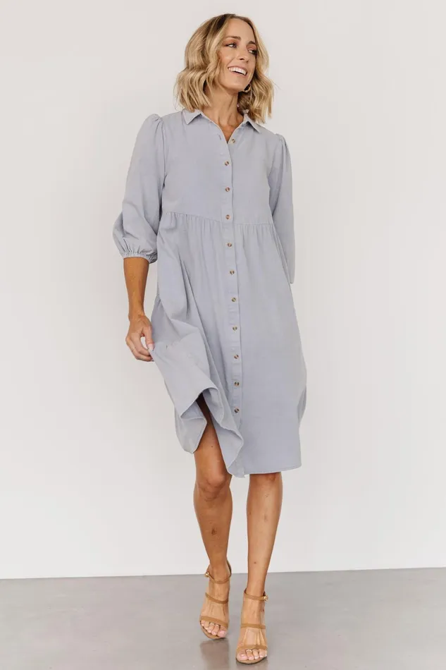 Sari Babydoll Dress Light Denim Women Baltic Born Short Dresses