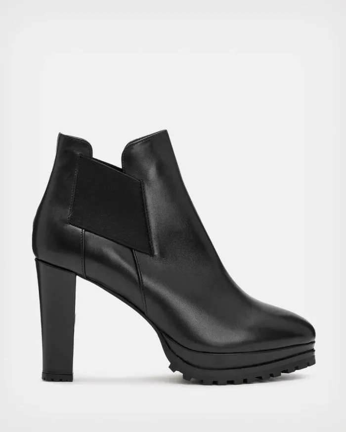 Sarris Heeled Leather Boots Black Women AllSaints Shoes and Boots