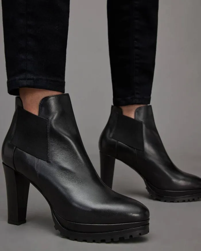 Sarris Heeled Leather Boots Black Women AllSaints Shoes and Boots