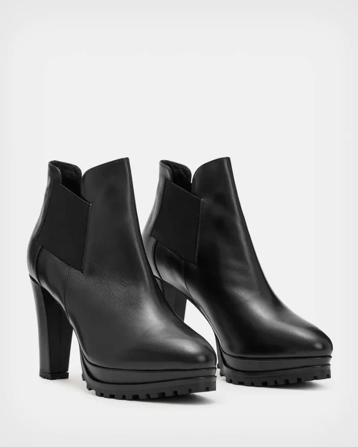 Sarris Heeled Leather Boots Black Women AllSaints Shoes and Boots