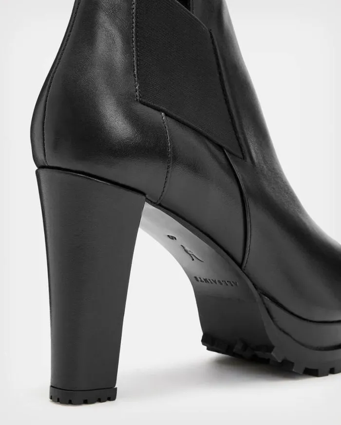 Sarris Heeled Leather Boots Black Women AllSaints Shoes and Boots