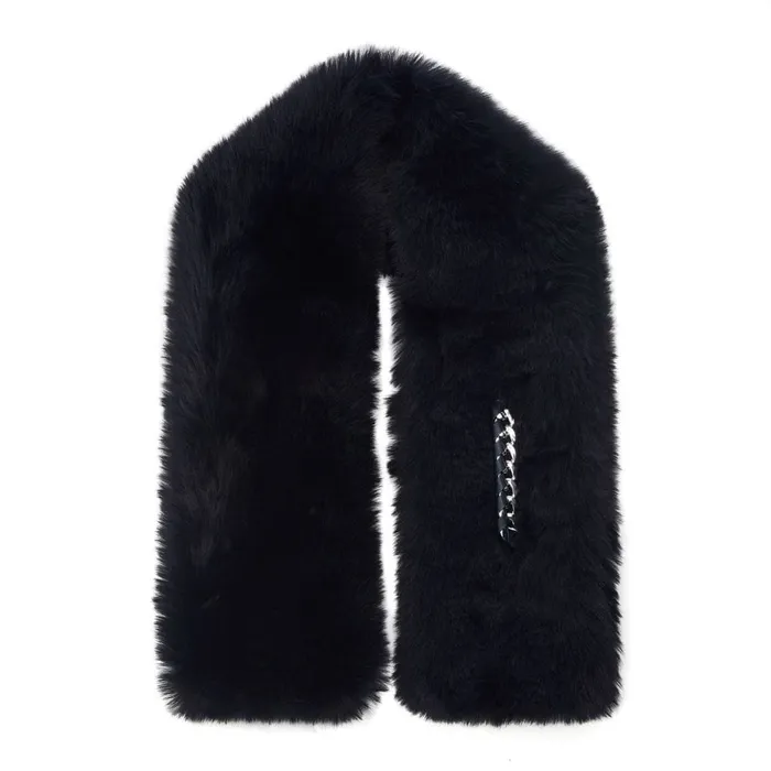 Scarves Women Moda In Pelle Yitzelscarf Navy Faux Fur