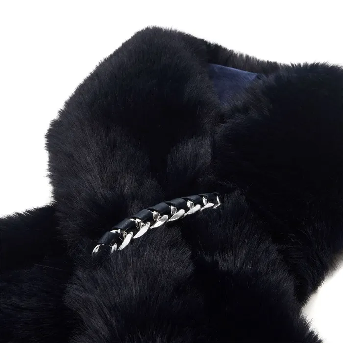 Scarves Women Moda In Pelle Yitzelscarf Navy Faux Fur