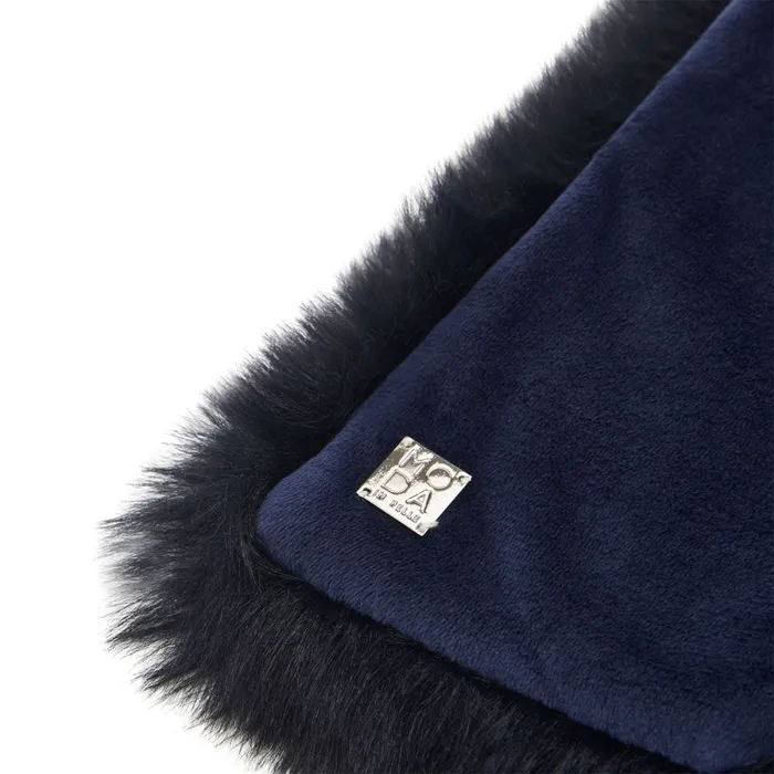 Scarves Women Moda In Pelle Yitzelscarf Navy Faux Fur