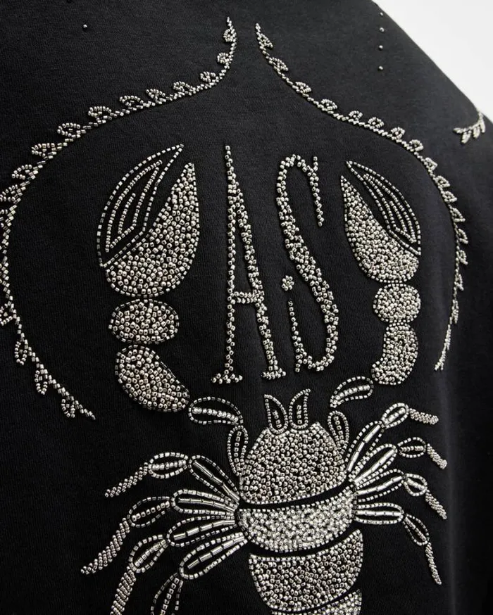 Scorpion Embellished Logo Pippa Hoodie Black Women AllSaints Sweatshirts and Hoodies