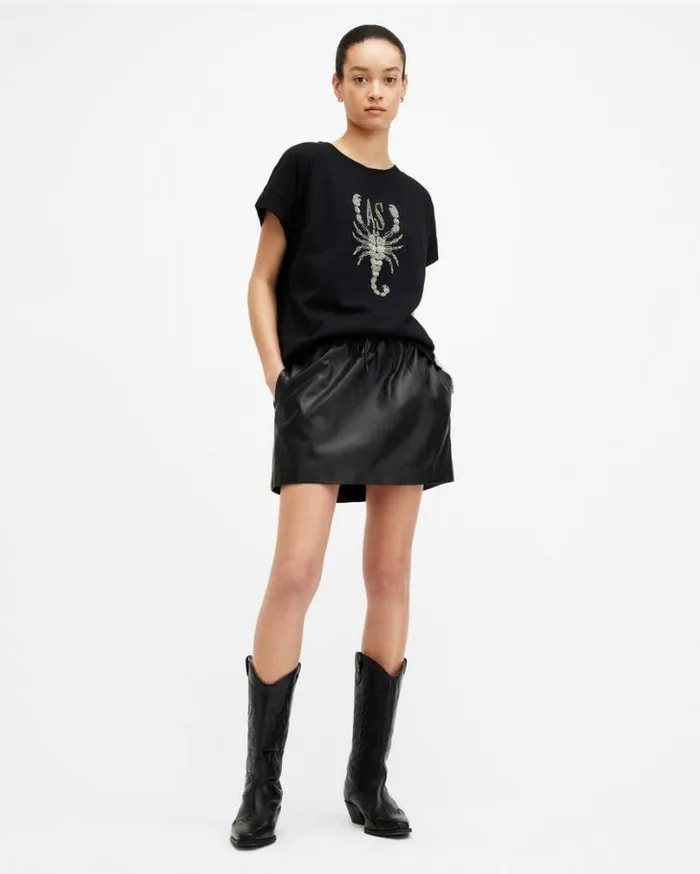 Scorpion Imogen Boy Crew Neck TShirt Black Women AllSaints TShirts