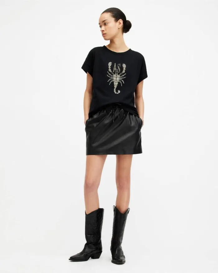 Scorpion Imogen Boy Crew Neck TShirt Black Women AllSaints TShirts