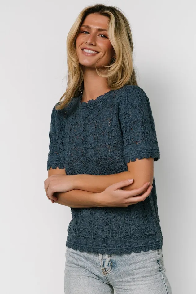 Serenity Knit Sweater Top Slate Women Baltic Born Blouses Shirts Serenity Knit Sweater Top Slate Women Baltic Born Blouses Shirts