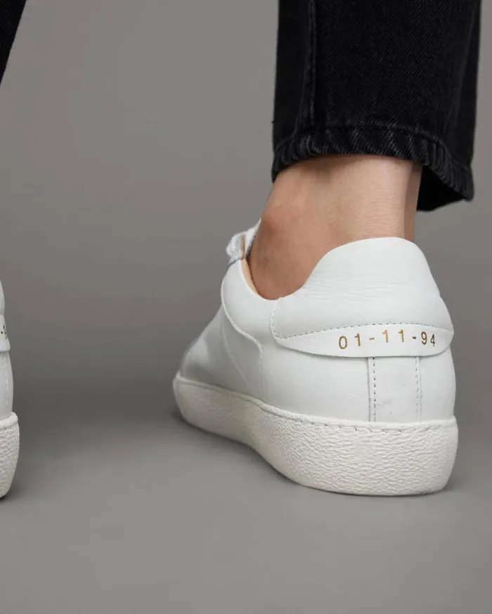 Sheer Round Toe Leather Sneakers White Women AllSaints Shoes and Boots