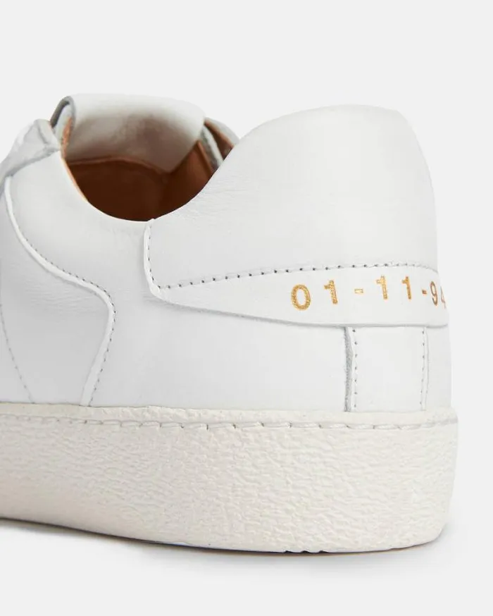 Sheer Round Toe Leather Sneakers White Women AllSaints Shoes and Boots