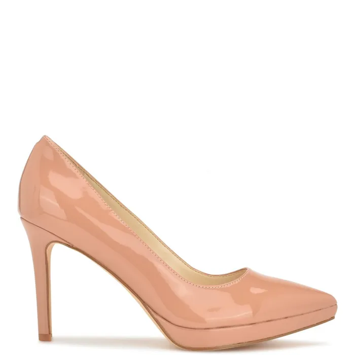 Shelbe Platform Pumps Nude Patent Women Nine West High