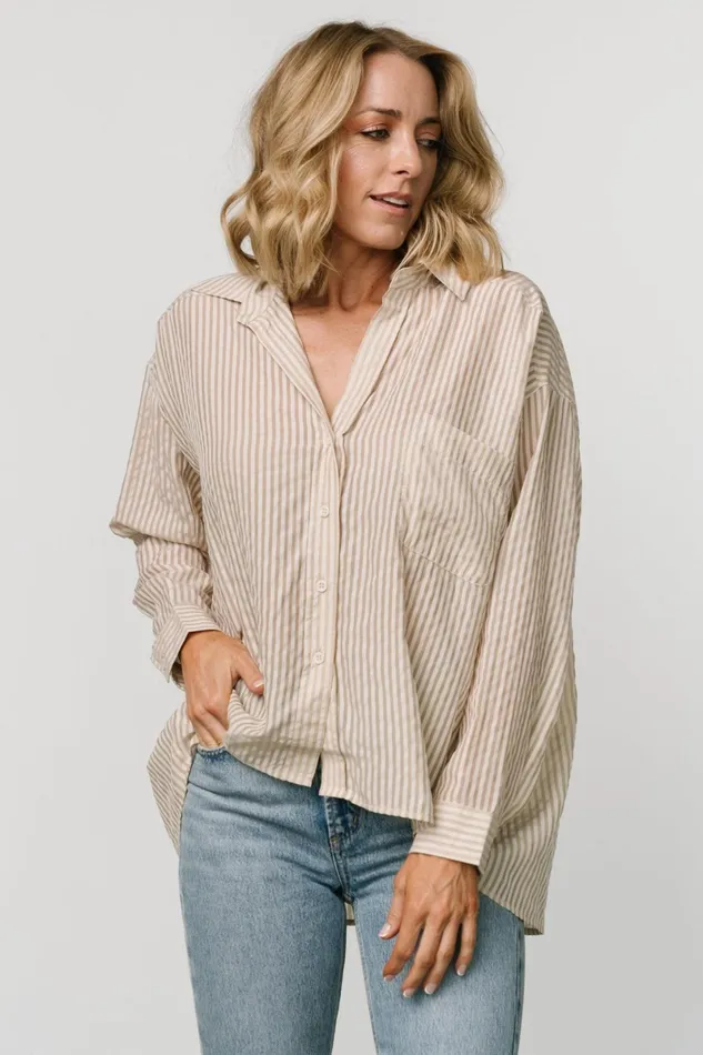 Sheldon Striped Oversized Top Natural Women Baltic Born Blouses Shirts Sheldon Striped Oversized Top Natural Women Baltic Born Blouses Shirts