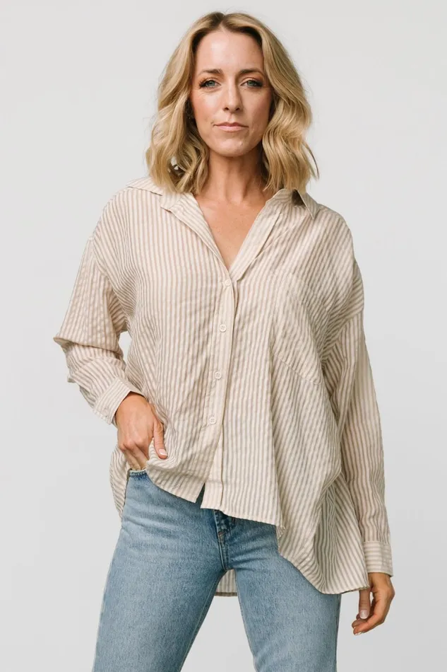 Sheldon Striped Oversized Top Natural Women Baltic Born Blouses Shirts Sheldon Striped Oversized Top Natural Women Baltic Born Blouses Shirts