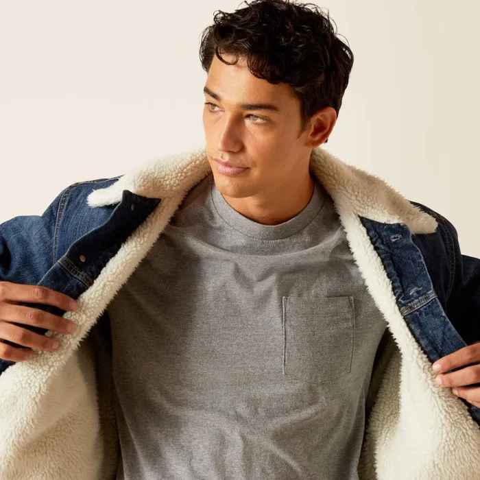 Sherpa Lined Trucker Jacket Blue Rockblue Rock Men Ariat Jackets and Vests Sherpa Lined Trucker Jacket Blue Rockblue Rock Men Ariat Jackets and Vests