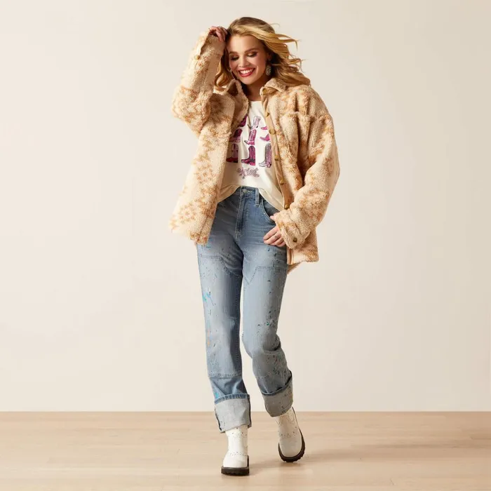 Sherpa Shacket Shirt Jacket Natural Sw Print Women Ariat Jackets and Vests Sherpa Shacket Shirt Jacket Natural Sw Print Women Ariat Jackets and Vests