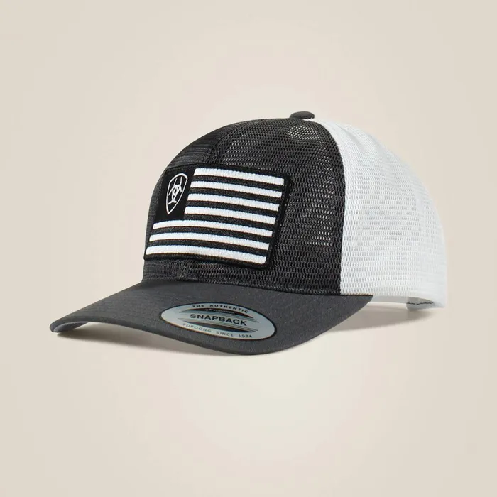 Shield Flag Mesh Cap Gray Men Ariat Hats and Caps