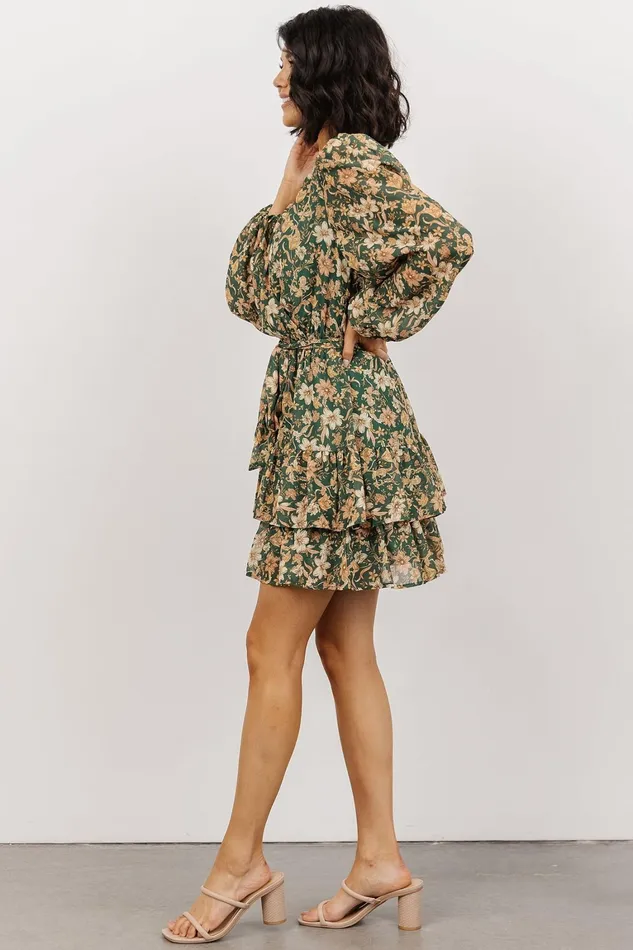 Shirley Ruffle Mini Dress Green Floral Women Baltic Born Short Dresses Shirley Ruffle Mini Dress Green Floral Women Baltic Born Short Dresses
