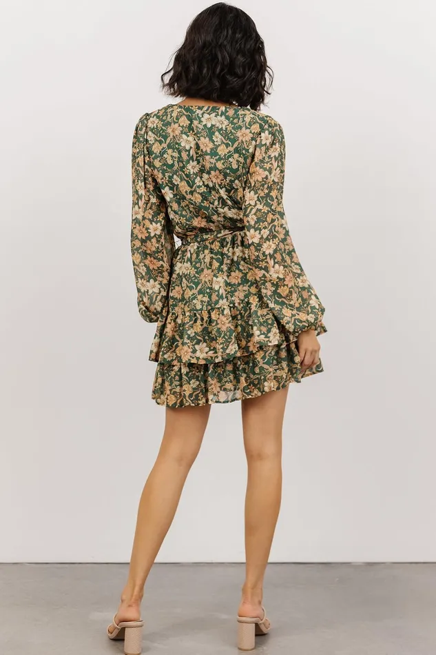 Shirley Ruffle Mini Dress Green Floral Women Baltic Born Short Dresses Shirley Ruffle Mini Dress Green Floral Women Baltic Born Short Dresses
